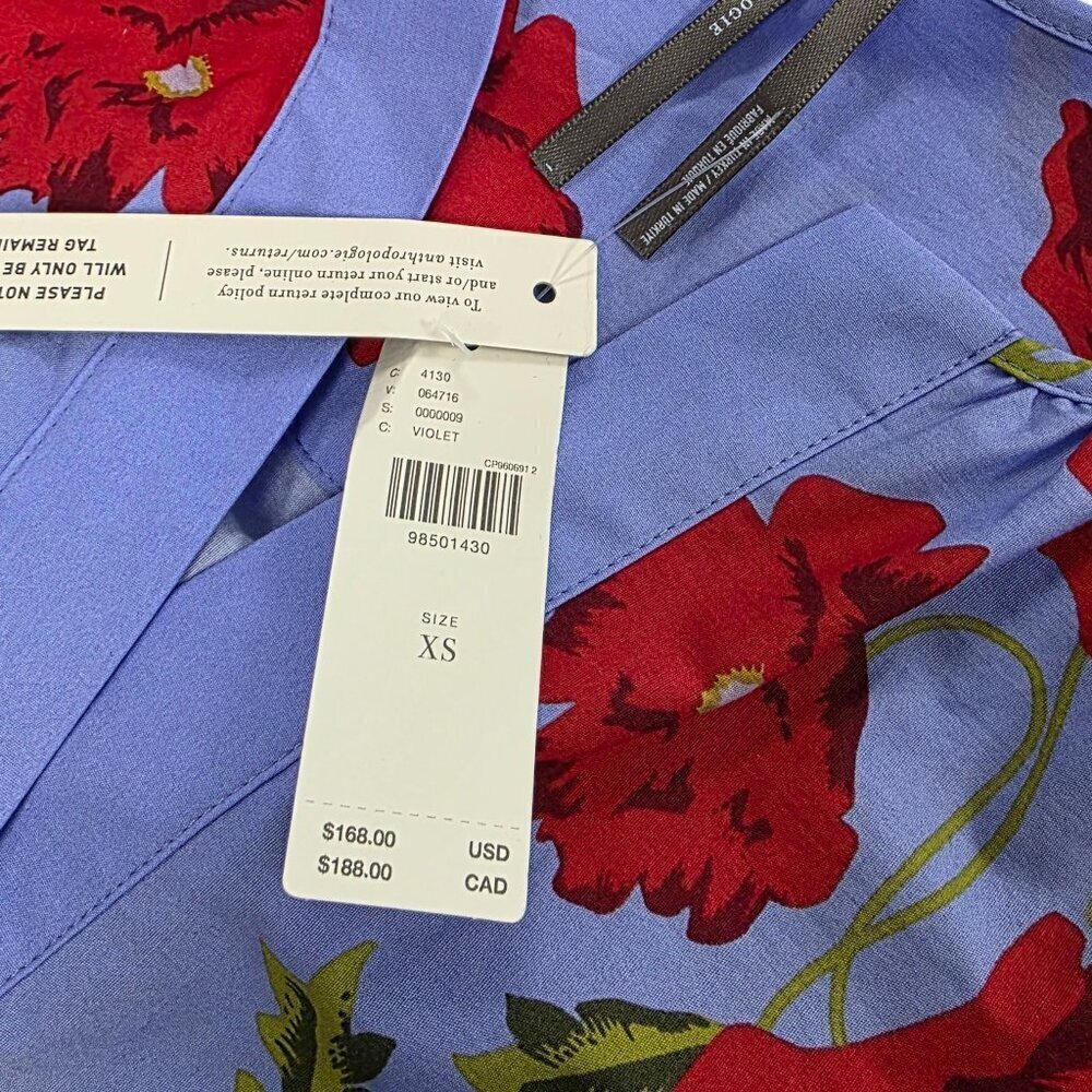 Anthropologie The Somerset Maxi Dress, V-Neck, Cotton, Smocked Waist, Floral, XS - Picture 6 of 7